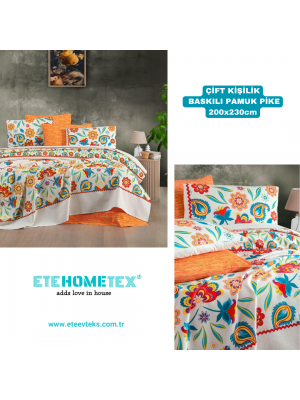 ETEHOMETEX ÇİFT KİŞİLİK BASKILI PAMUK PİKE KARNAVAL 8696474231845